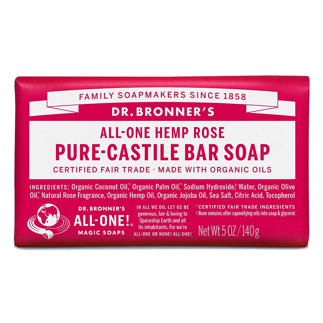 Dr. Bronner’s All-One Hemp Rose Pure-Castile Soap Bar 140g (5oz)