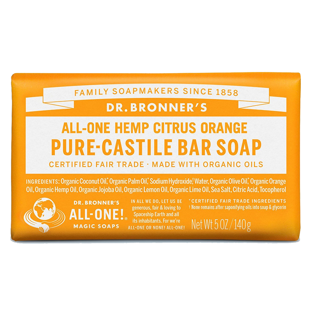 Dr. Bronner’s All-One Hemp Citrus Orange Pure-Castile Soap Bar 140g (5oz)