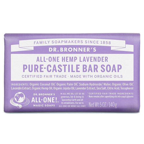Dr. Bronner’s All-One Hemp Lavender Pure-Castile Soap Bar 140g (5oz)